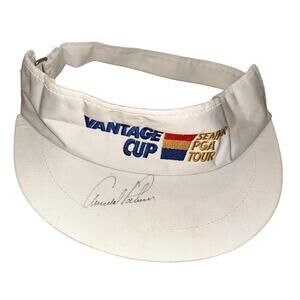 Vantage Cup Senior PGA Tour Arnold‎ Palmer Signed Golf Visor Adjustable White